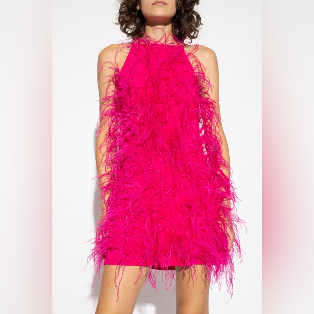NWOT Cult Gaia Pink Shannon Feathered Dress